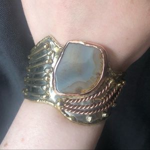 GORGEOUS Tri-Tone Gemstone Cuff